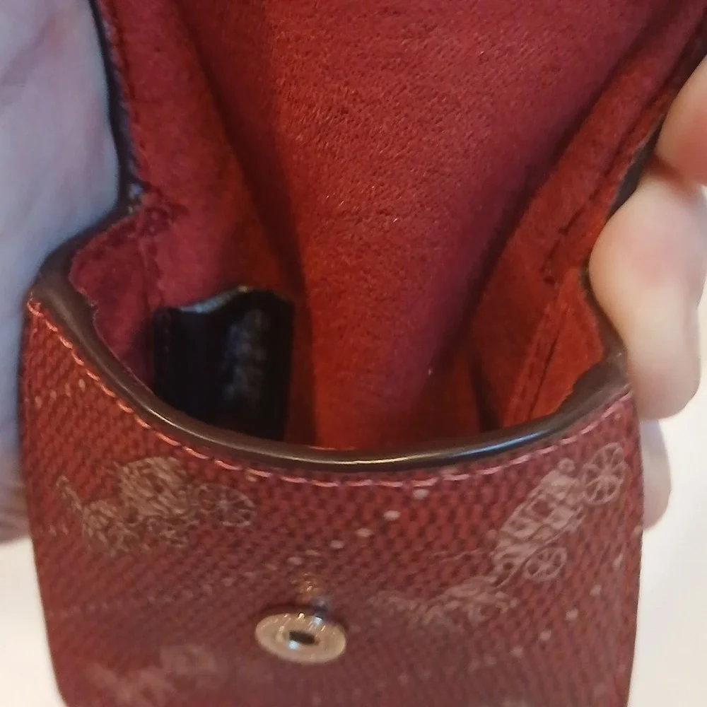 Coach Red Signature Leather Key Pouch with Clip